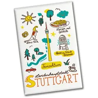 Speecheese Stuttgart Wimmel Souvenir Souvenir Magnet - Fernsehturm Kühlschrankdeko,