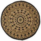Homescapes Mandala Juteteppich 90 x 90 cm Schwarz/Natur