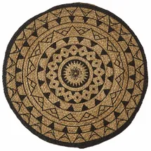 Homescapes Mandala Juteteppich 90 x 90 cm Schwarz/Natur