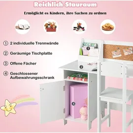 Costway Kinderschreibtisch Set Kiefer 120 x 60 cm weiß