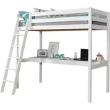 TICAA Hochbett Felix 206 x 50 cm Kiefer massiv weiß