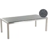 Beliani Gartentisch Grau, Silber, Stein, Quadratisch, 100x74x220 cm poliert Modern Outdoor