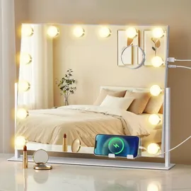 Songmics Schminkspiegel mit Beleuchtung, und 14 LED-Glühbirnen,