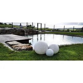Trango 3er Set Granitstein-Optik Gartenkugel 20/30/40cm Durchmesser mit je 5 Meter Kabel