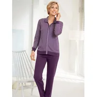 Hausanzug Gr. 44/46, lila (pflaume, gestreift) Damen Homewear-Sets Hausanzüge