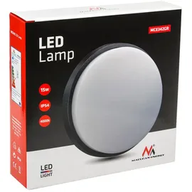 Maclean Brackets LED Wand- und Deckenleuchte Innen-/ Außenbeleuchtung 15W 1100LM IP54 4000K Neutralweiß Grau Rund)