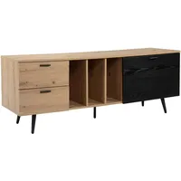 KADIMA DESIGN Lowboard Eiche-Dekor Schwarz 150x55x40 Design TV-Kommode Modern,