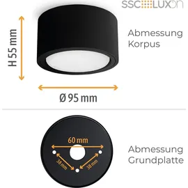 SSC-LUXon CELI-X LED Deckenleuchte dimmbar schwarz, mit 6W Warmweiß