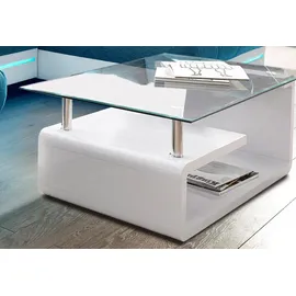 Paroli Glascouchtisch Emil glasklar weiß Hochglanz lackiert B/H/T: ca. 110x40x65 cm - glasklar, weiß