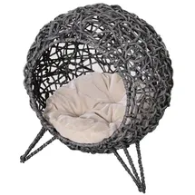PawHut Katzenkorb Silbergrau Rattan B/H/L: ca. 52x58x52 cm, - Silbergrau