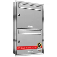 AL Briefkastensysteme 2er Unterputz Edelstahl Briefkastenanlage Silber inkl. Zeitungsfach