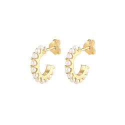 Elli Creolen Synthetische Perlen 925 Silber goldfarben Damen 