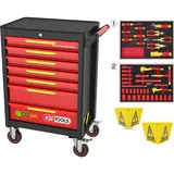KS Tools ECOline Werkstattwagen mit 42 isolierten Werkzeugen für Hybrid- und Elektrofahrzeuge