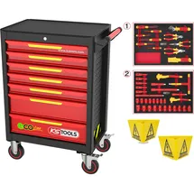 KS Tools ECOline Werkstattwagen mit 42 isolierten Werkzeugen für Hybrid- und Elektrofahrzeuge