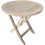 Estexo Klapptisch Balkontisch Beistelltisch 48 cm Rund Akazienholz Gartentisch Weiß