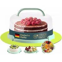 uandu home Kuchentransportbox Tortentransportbox mit Haube und Griff, Kuchenbehälter, Tortenbehälter, (Tortentransportbox mit Haube und Griff, BPA Frei Tortenbehälter), Dishwasher Safe grün