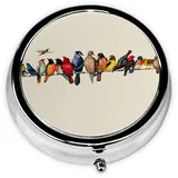 Bunte Vogel Runde Pillendose Pille Organizer Reise Pillendose Tragbare Medikamente Aufbewahrungsbox