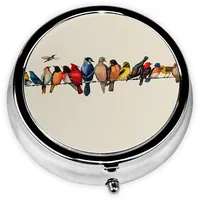 Bunte Vogel Runde Pillendose Pille Organizer Reise Pillendose Tragbare Medikamente Aufbewahrungsbox
