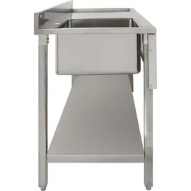 MonsterShop Gastrospüle Spültisch Edelstahl Spülbecken 1 Becken Links Spültheke Waschtisch - Silber