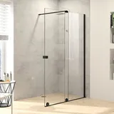 Hüppe Xtensa pure Walk-In Gleittür mit festem Segment, Breite:140cm, Anschlag rechts, XT0205123321, Duschkabinen, black edition