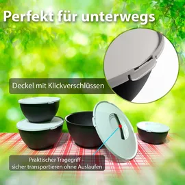 Thats Shopping Salatschüssel Set groß mit Deckel Anthrazit Schwarz 4-tlg.