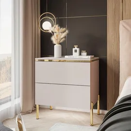 lookway Nachtschrank Aurora II 50 x 54 x 37 cm Beige/Gold