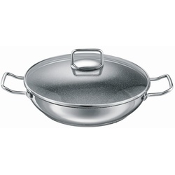 SCHULTE-UFER Schmorpfanne Profi-Style, Edelstahl (Set, 1 x Pfanne, 1 x Deckel), Ø 24 cm