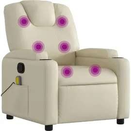 vidaXL Massagesessel Kunstleder 88 x 97 x 0 cm Creme mit Fernbedienung