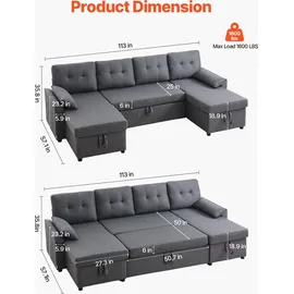 Vevor Schlafcouch 6-Sitzer Grau