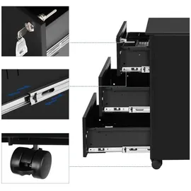 Songmics Rollcontainer 39 x 45 x 55 cm schwarz
