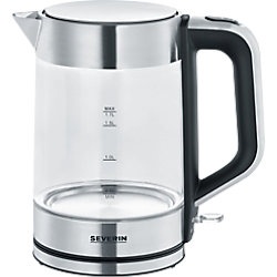 SEVERIN Kabelloser Wasserkocher 1,7 L Glas, Edelstahl Transparent 2200 W