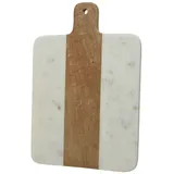 GAUMENKICK Schneidebrett Vesperbrett Mangoholz Marmor weiß braun Servierbrett 30cm