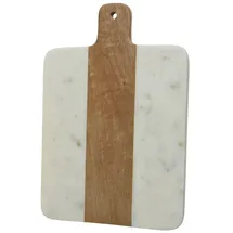 GAUMENKICK Schneidebrett Vesperbrett Mangoholz Marmor weiß braun Servierbrett 30cm