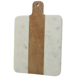 GAUMENKICK Schneidebrett Vesperbrett Mangoholz Marmor weiß braun Servierbrett 30cm