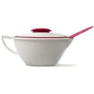 Tupperware Thermo-Duo Sauciere 400 ml weiß Brombeere servieren + Löffel Iso-Duo