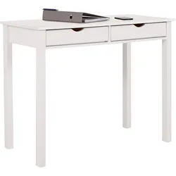 Schreibtisch INOSIGN "Gava", weiß (weiß, weiß, weiß), B:100cm H:80cm T:50cm, Tische, Büroschreibtisch Holz-Schreibtische Schreibtisch, Kiefernholz, Griffmulden, unterschiedliche Farbvarianten, Breite 100cm