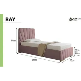 panda möbel Polsterbett, grau Holz, Mode, 90x200 cm, Oeko-Tex® Standard 100, Schlafzimmer, Betten, Polsterbetten