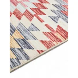 benuta Basic Waschbarer Teppich George - Multicolor/Beige 200x300 cm - Kunstfaser - Rechteckig & im Style: Kelim, Ethno-Style, Shabby Chic - Pflegeleicht für Wohnzimmer Schlafzimmer