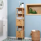 kleankin Badezimmerschrank 30 x 140 x 30 cm Beige