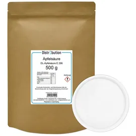 DistrEbution Gemüsekonserve Äpfelsäure Pulver (E 296) – Konservierungsstoff und Säuerungsmittel, 500 g, Reine DL-Äpfelsäure