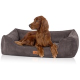 Knuffelwuff orthopädisches Hundebett aus Cord mit Handwebcharakter Nunavut XXL 120 x 85cm Braungrau - Abnehmbarer Bezug - waschbar - für große, mittelgroße und kleine Hunde