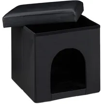 Relaxdays Sitzhocker mit Hundebox schwarz 38,0 x 38,0 x 38,0 cm