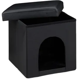 Relaxdays Sitzhocker mit Hundebox schwarz 38,0 x 38,0 x 38,0 cm
