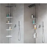 KSHandel24 Ablagefach weiss für BADREGAL TELESKOPREGAL 3 ODER 4 BÖDEN ZUR AUSWAHL WEISS CHROM ECKREGAL DUSCHABLAGE DUSCHREGAL 3 FARBEN UND 3 LÄNGEN