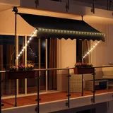 Swing&Harmonie LED - Markise mit Kurbel Klemmmarkise Balkonmarkise mit Beleuchtung und Solarmodul Fallarm Markise Sonnenschutz Terrasse Balkon - 200x150cm - anthrazit - Schwarz