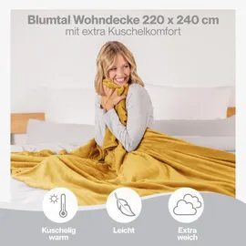 Blumtal Kuscheldecke, Gelb, Textil, Rechteckig, 220x240 cm Wohntextilien, Decken, Kuscheldecken