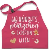 Kinderschürze Schürze Kinder Jungen Mädchen - Weihnachtsschürze - Weihnachtsplätzchen Expertin personalisiert I Geschenk Backen I Hobbybäcker - 2-6 Jahre - Pink - personalisierte weihnachten - 2-6 Jahre