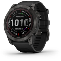 Garmin Fenix 7 Sapphire Solar schiefergraues DLC-Titan mit schwarzem Armband