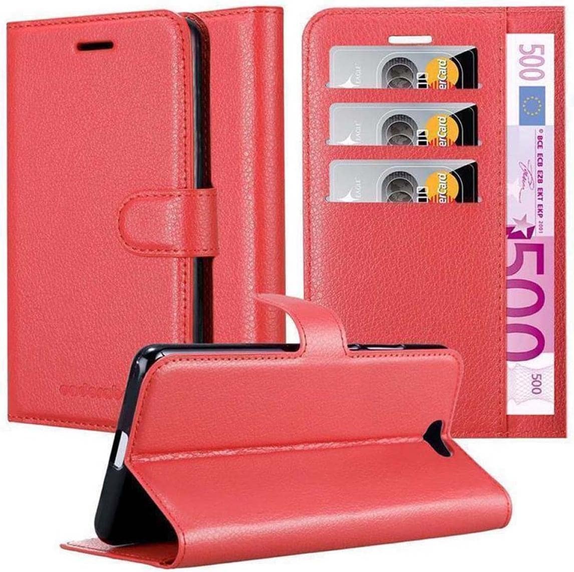 Cadorabo Book mit Standfunktion Cover (Oppo Find X), Smartphone Hülle, Rot