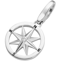 GIORGIO MARTELLO MILANO Charm Kompass mit Zirkonia, Silber 925 Charms & Kettenanhänger Weiss Damen